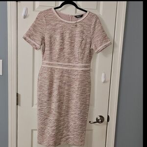 Allegra Elegant Pink Tweed Dress Office Wear Elegant Wear Special Occasion